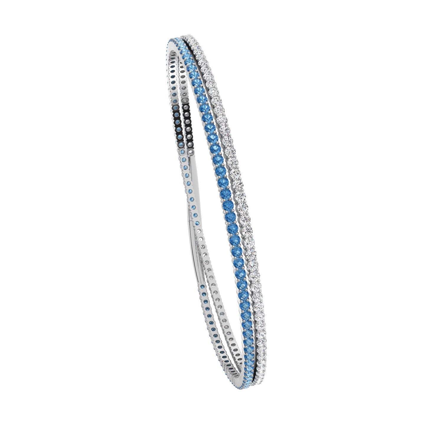 Criss Cross Flexible Bangle Blue Diamonds BG1060