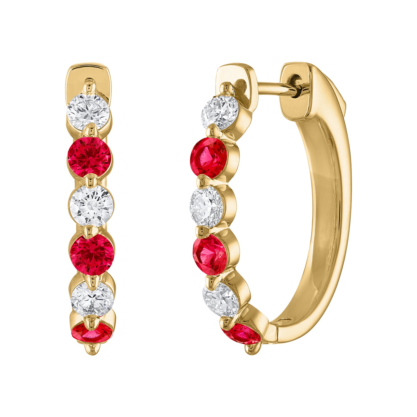 Ruby & Diamond Hoops E3095