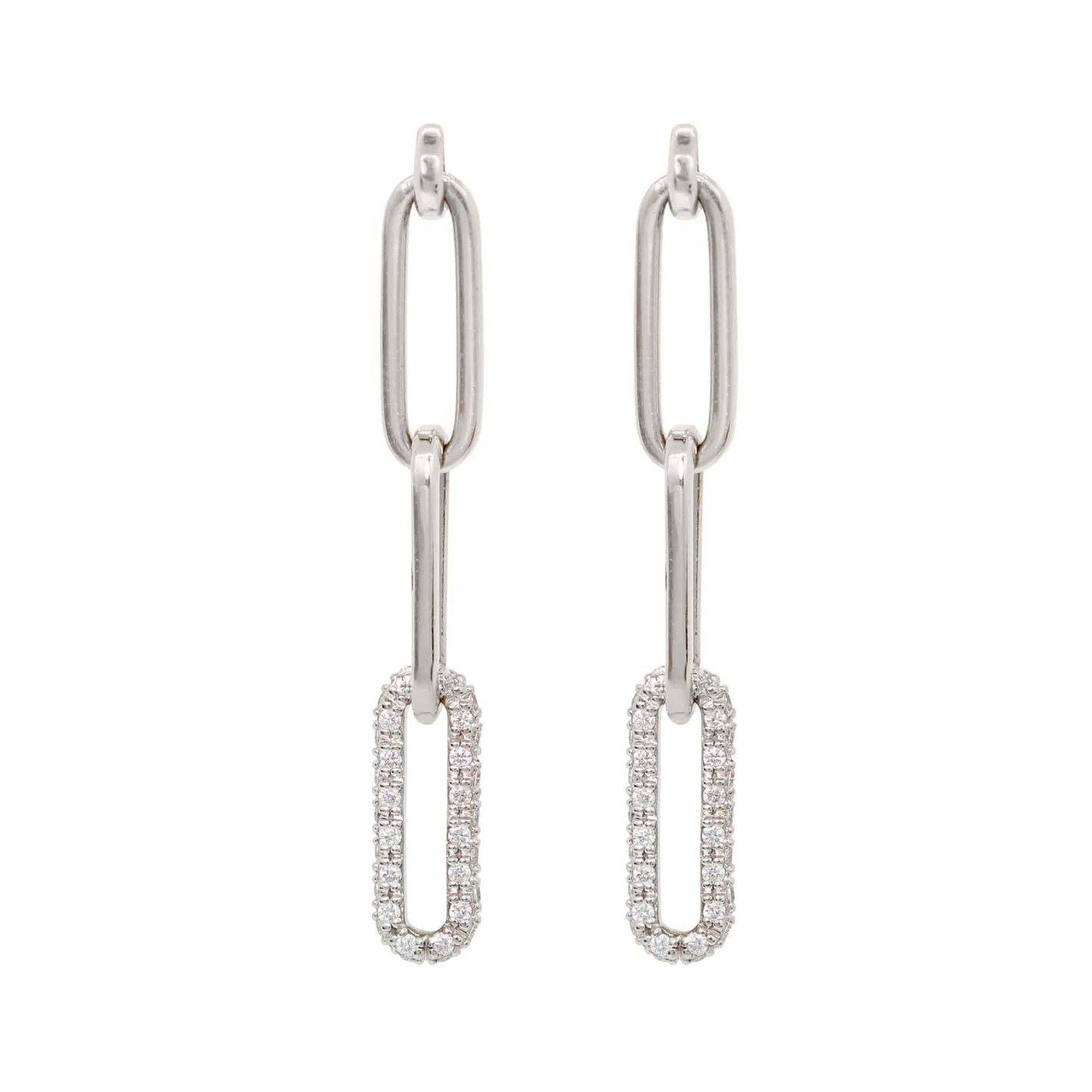 Paperclip Drop Earrings with Diamond Link E3110