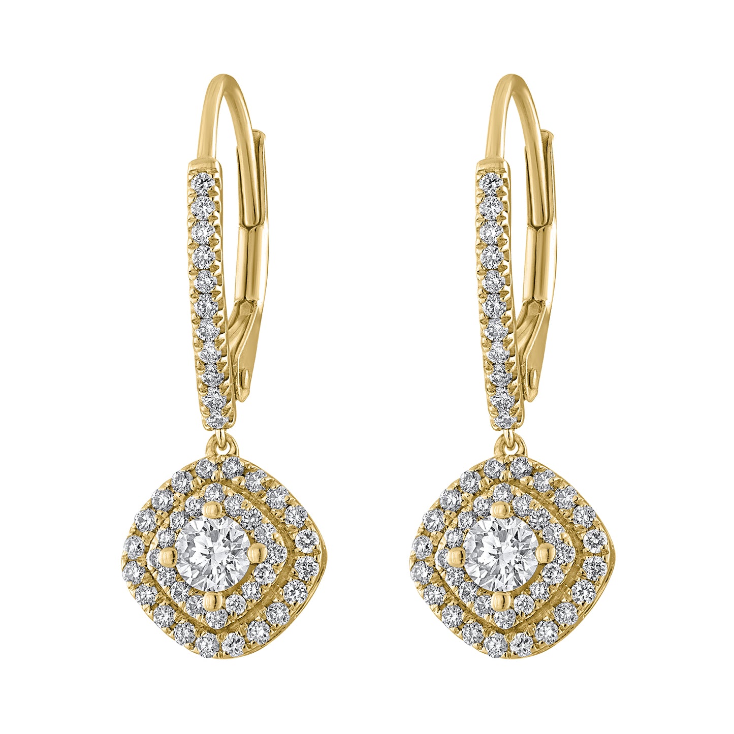Double Halo Diamond Drop Earrings E3113