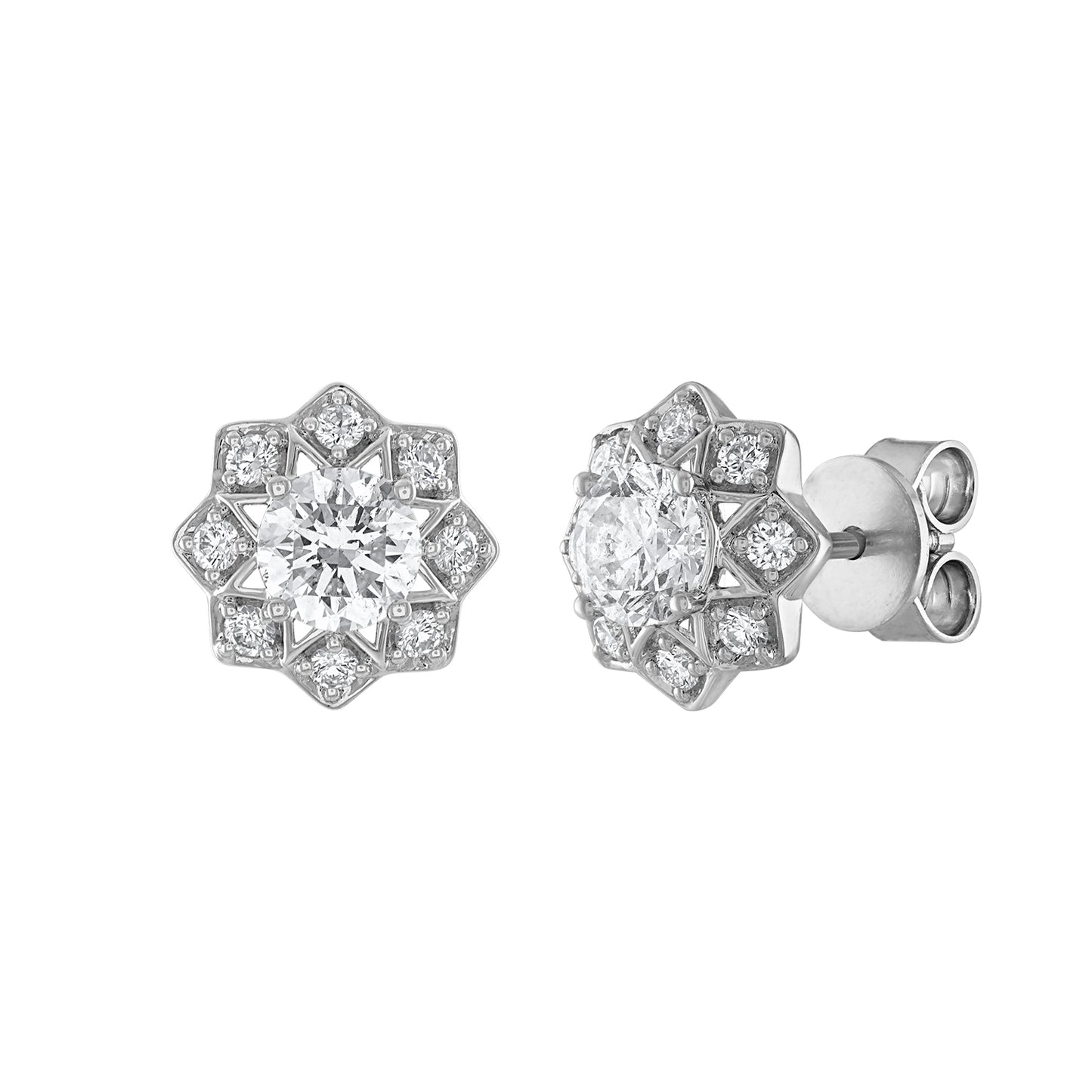 Octagonal-Halo Stud Earrings E3121