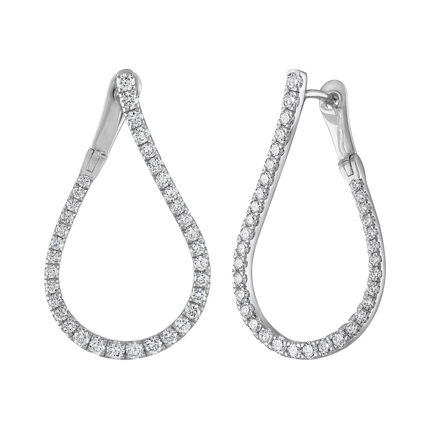 Diamond Teardrop Hoop Earrings E3124