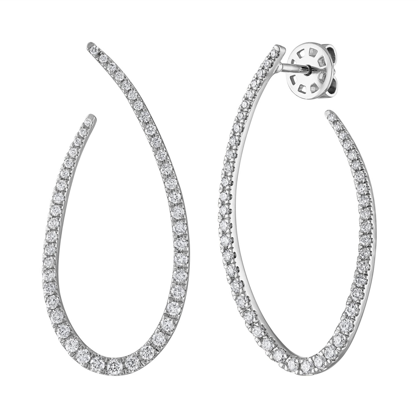 Elongated Diamond Hoop Earrings E3127