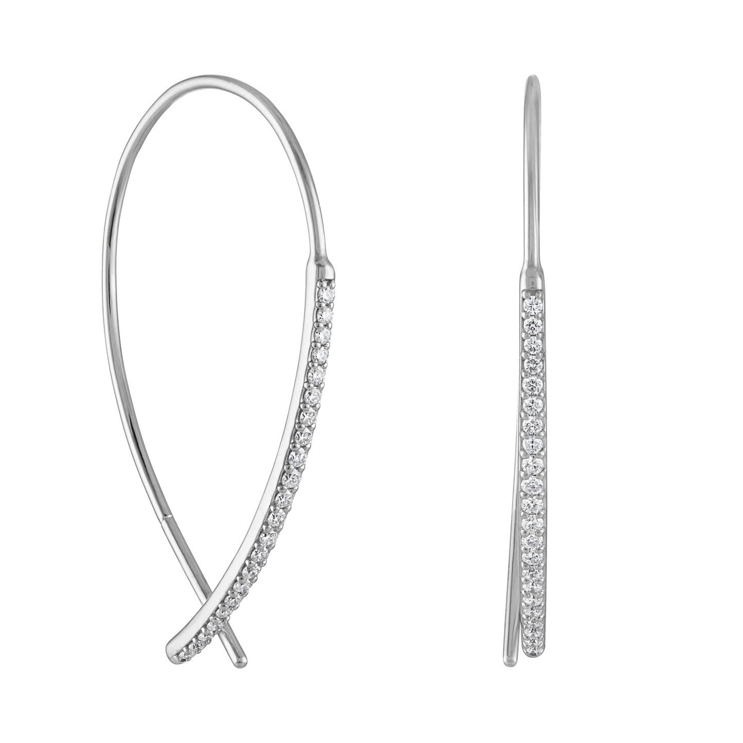 Diamond Pear Wire Hoop Earrings E3132