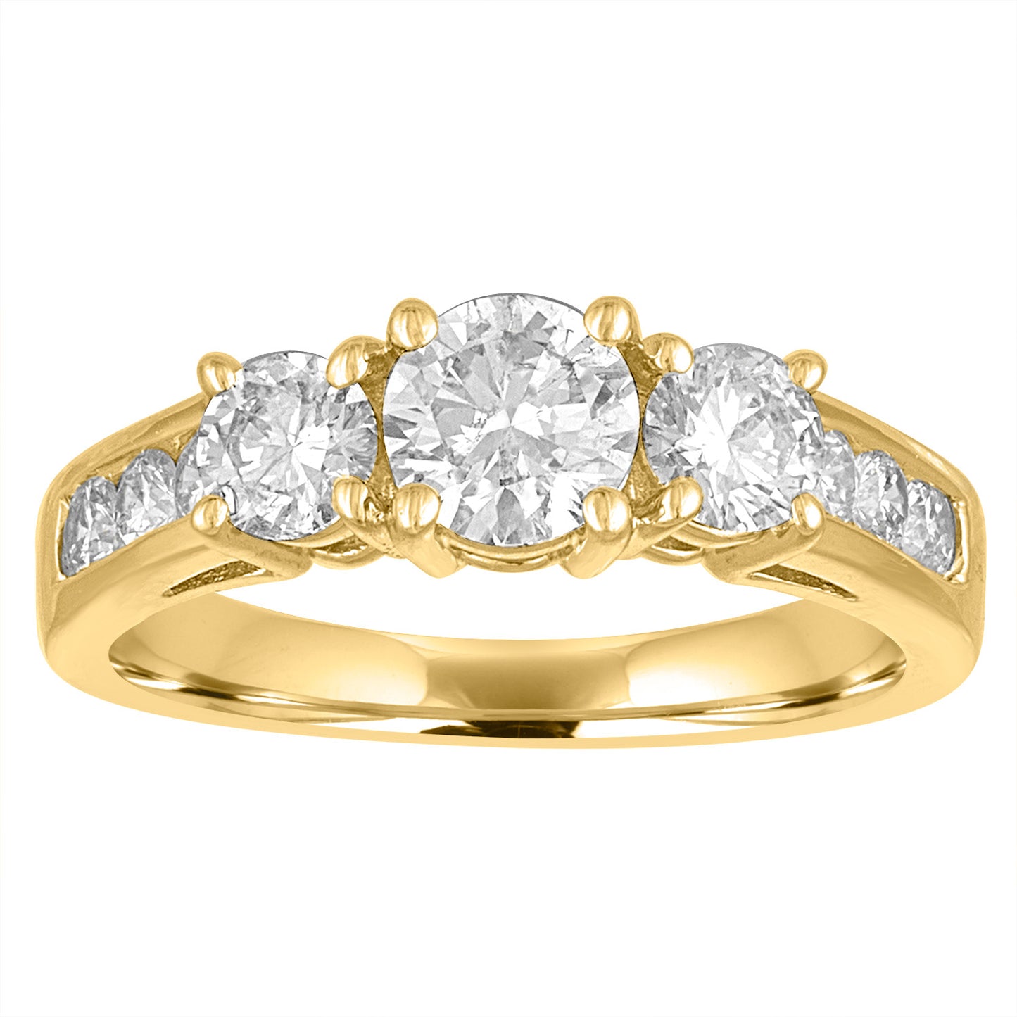 Three-Stone Channel-Set Round Diamonds Engagement Ring R6044