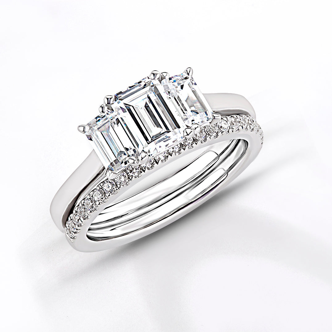 Three-Stone Emerald Cut Diamond Engagement Ring R6056
