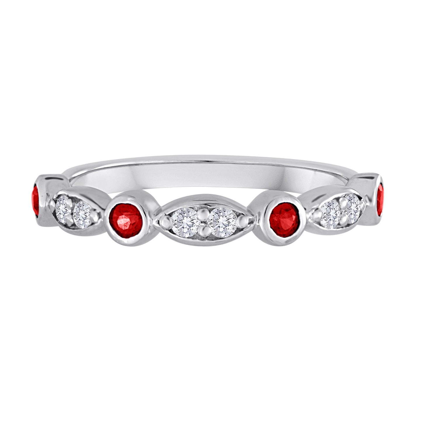 Ruby & Diamond Bezel Set Band R6183