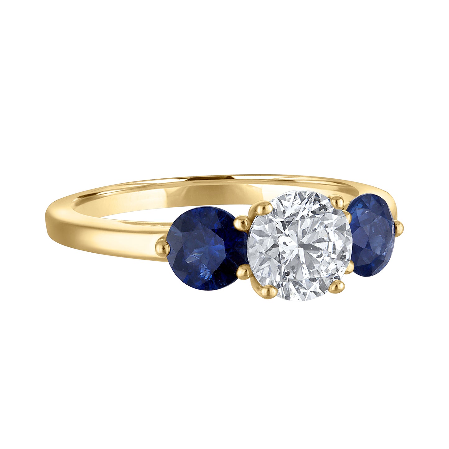 Three-Stone Diamond and Blue Sapphire Engagement Ring R6198