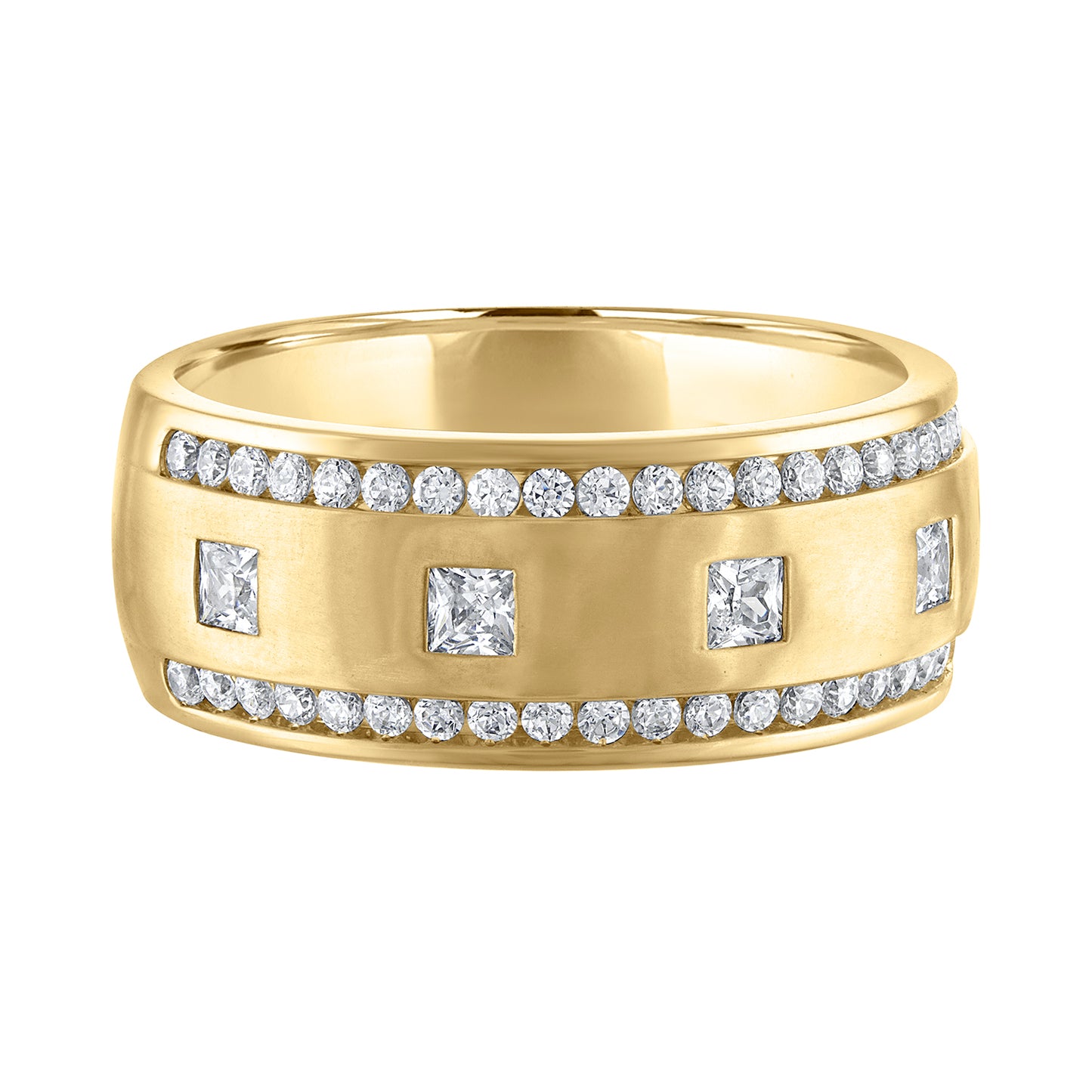 Men’s Bezel-Set Princess Cut Diamond Band R9021