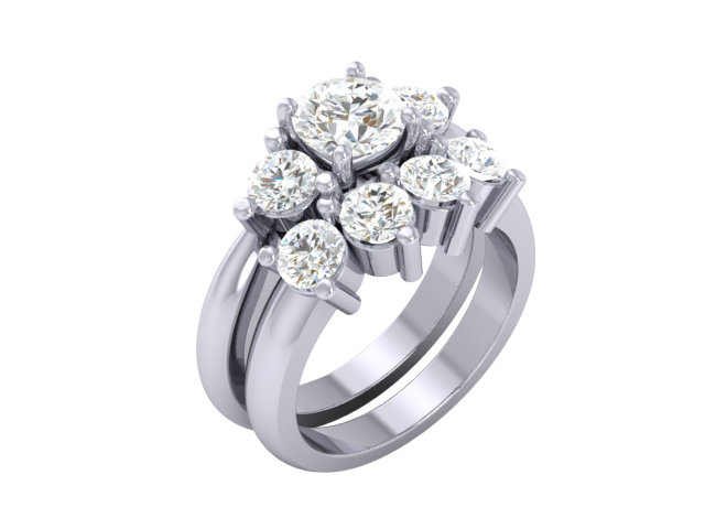 Matching Band for Three-Stone Round Diamond Engagement Ring RB8329