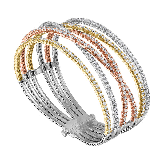 Crossover Multi-Band Flexible Bangle Flexible Cuff BG1040