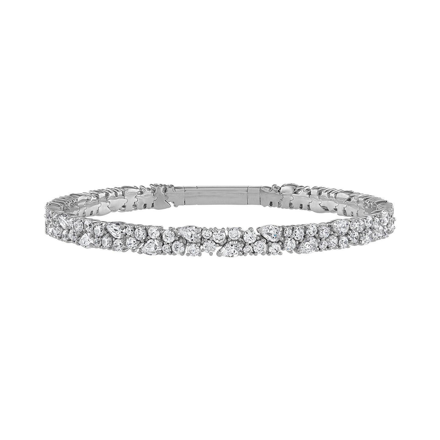 Mixed Round & Pear Shape Diamond Bangle BG1046