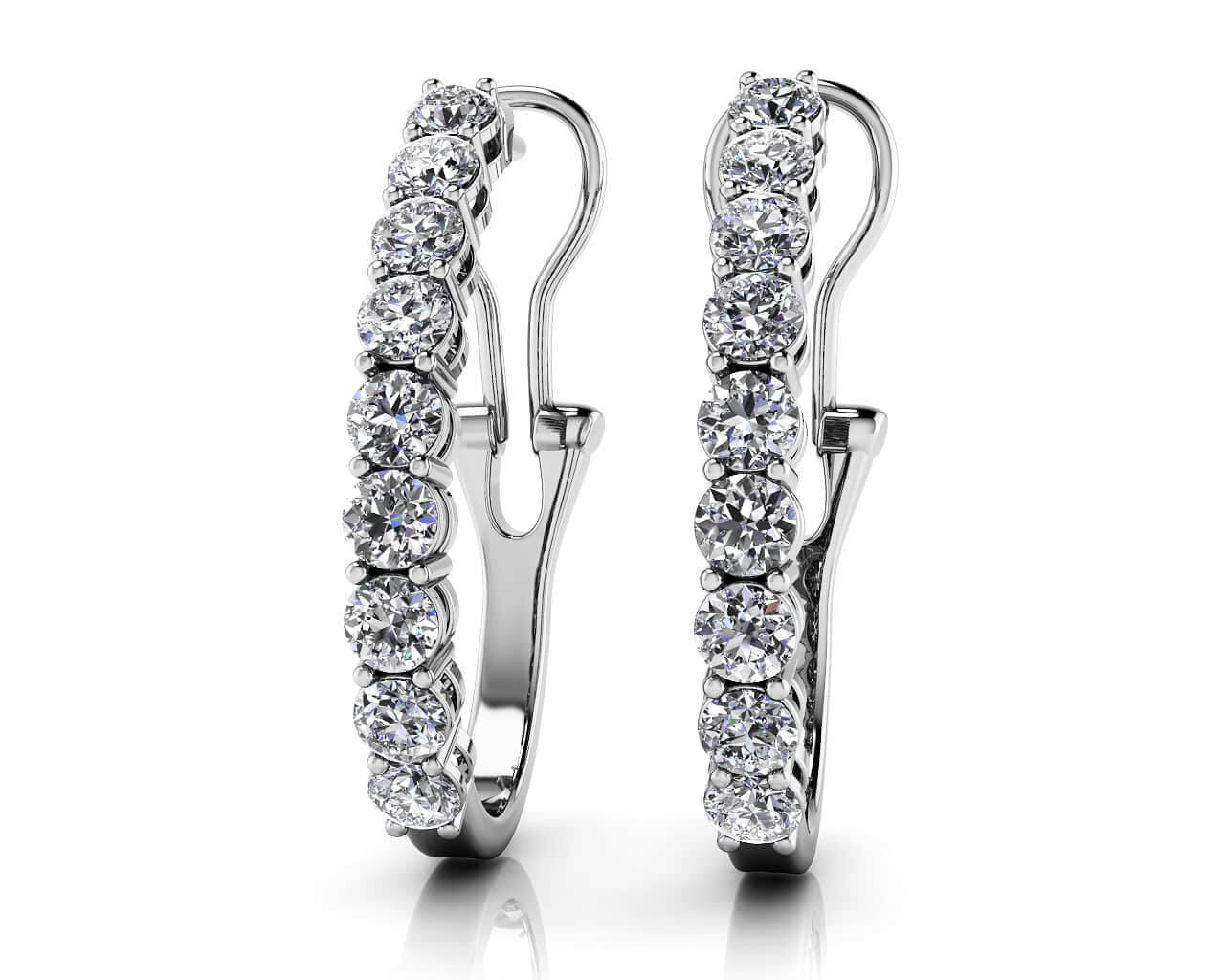 Shared Prong Diamond Hoops E3046