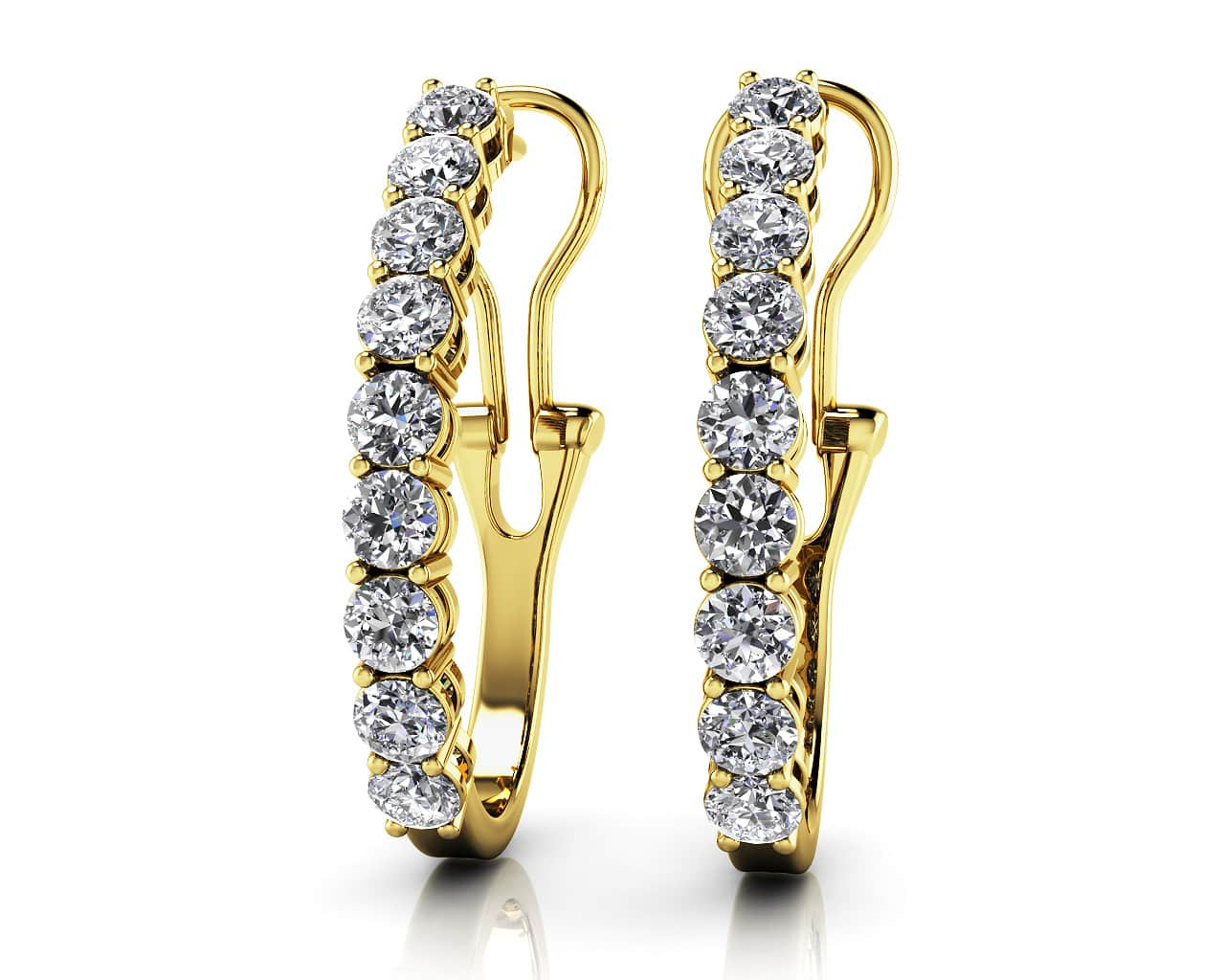 Shared Prong Diamond Hoops E3046