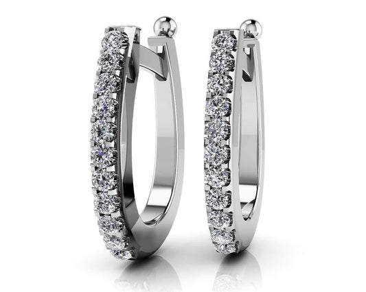 Shared Prong Diamond Hoops E3048