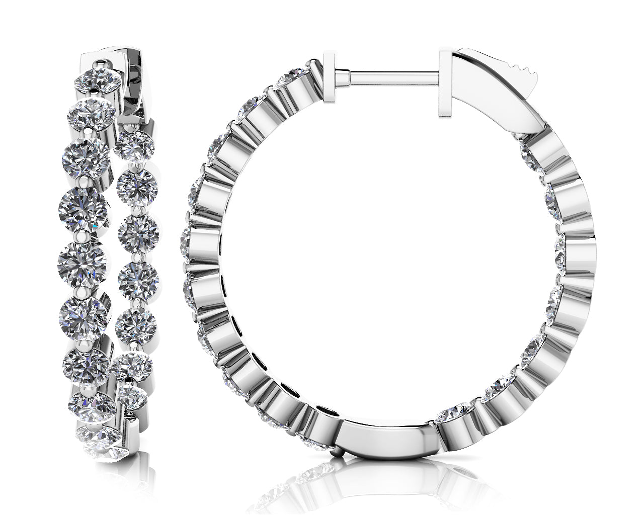 In & Out Diamond Hoops E3070