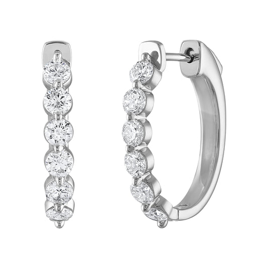 Single Prong Diamond Hoops E3081