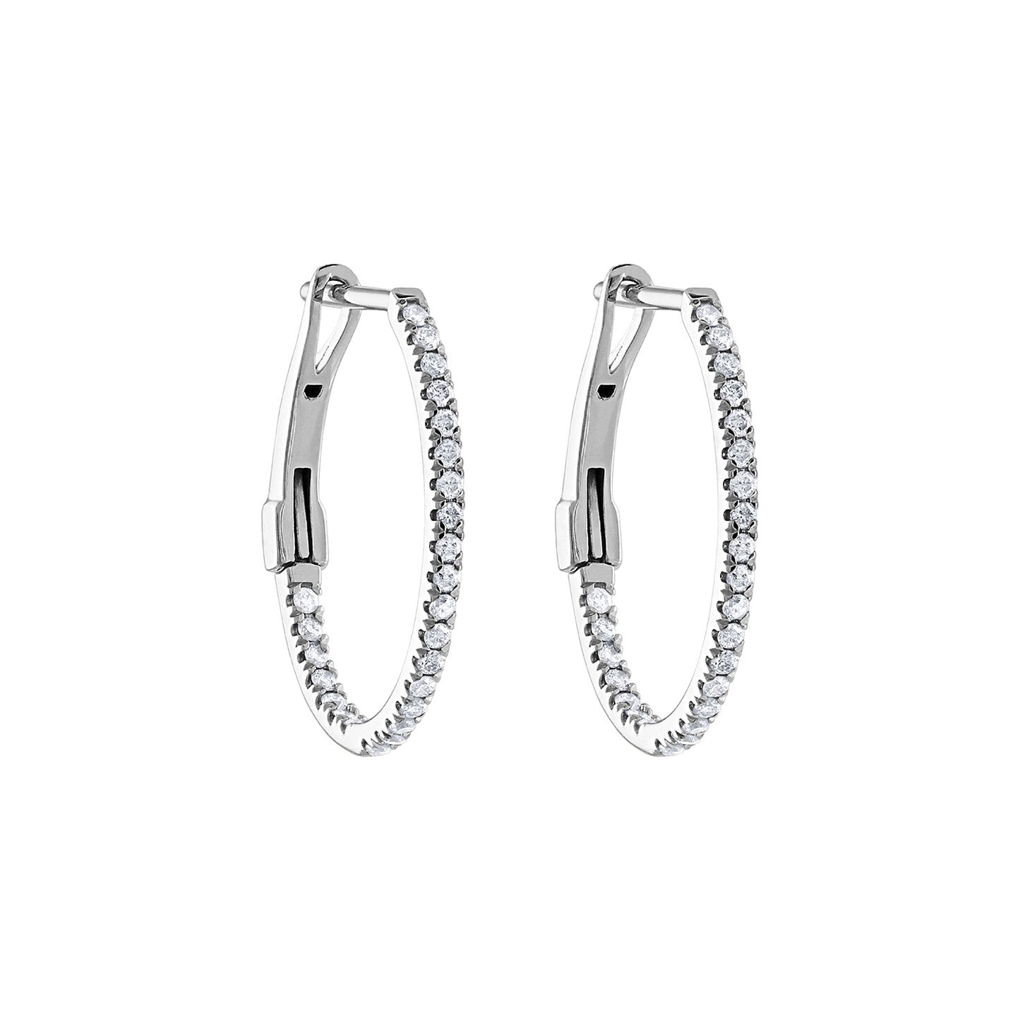 Oval In & Out Diamond Hoops E3084