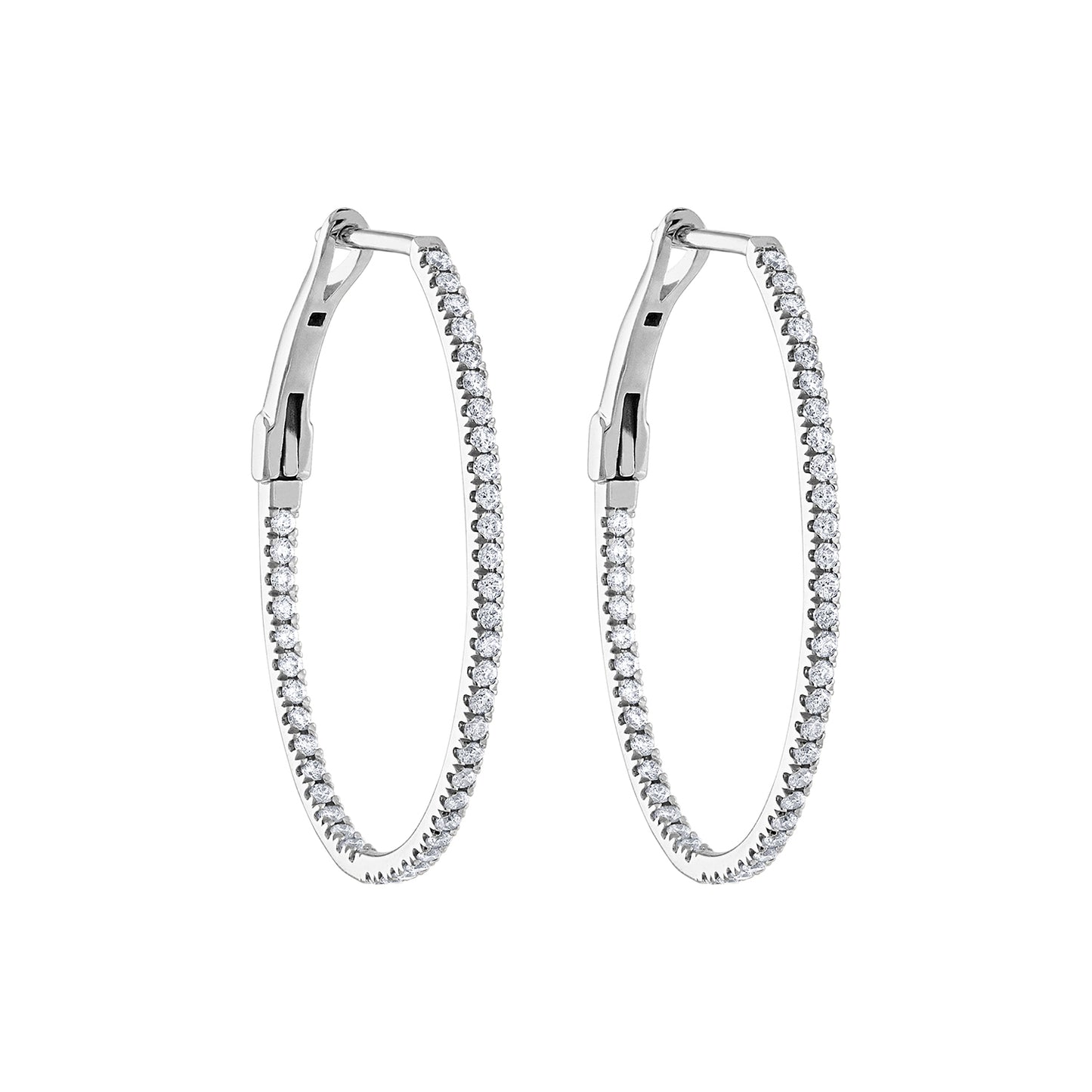 Oval In & Out Diamond Hoops E3084