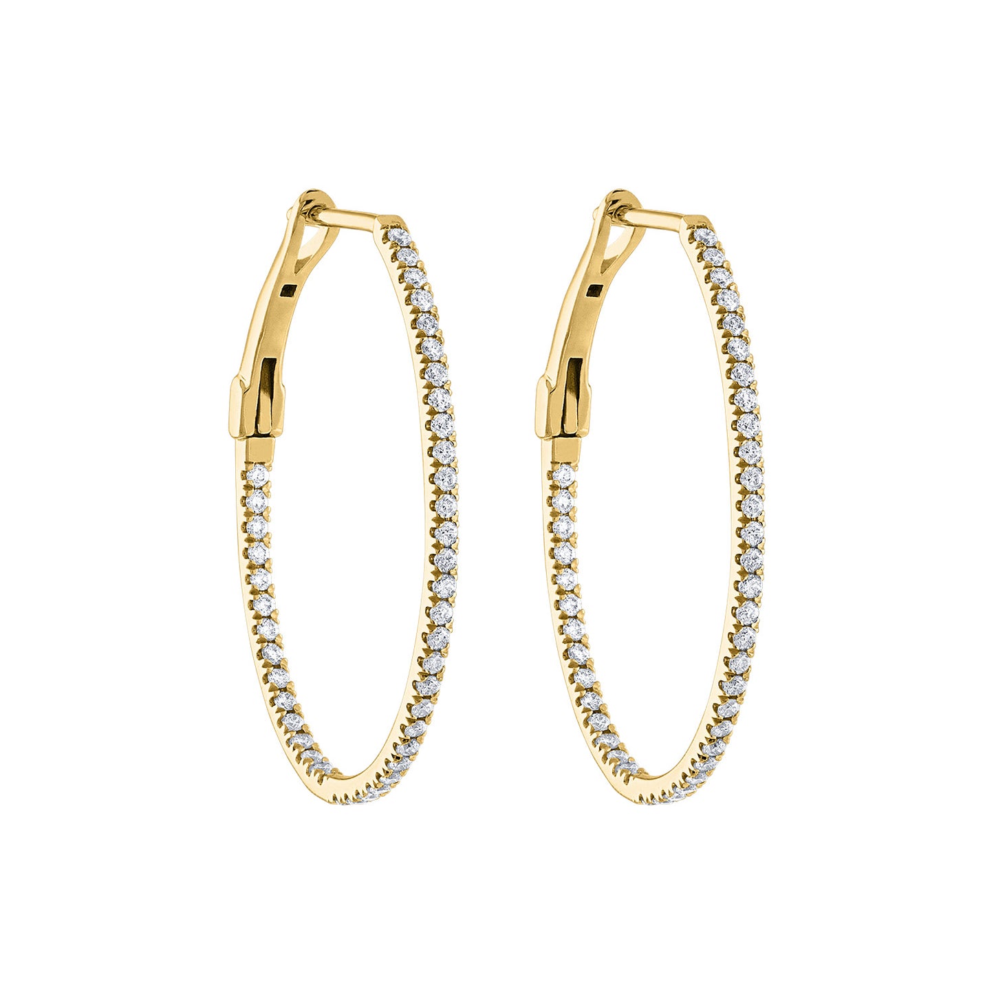 Oval In & Out Diamond Hoops E3084