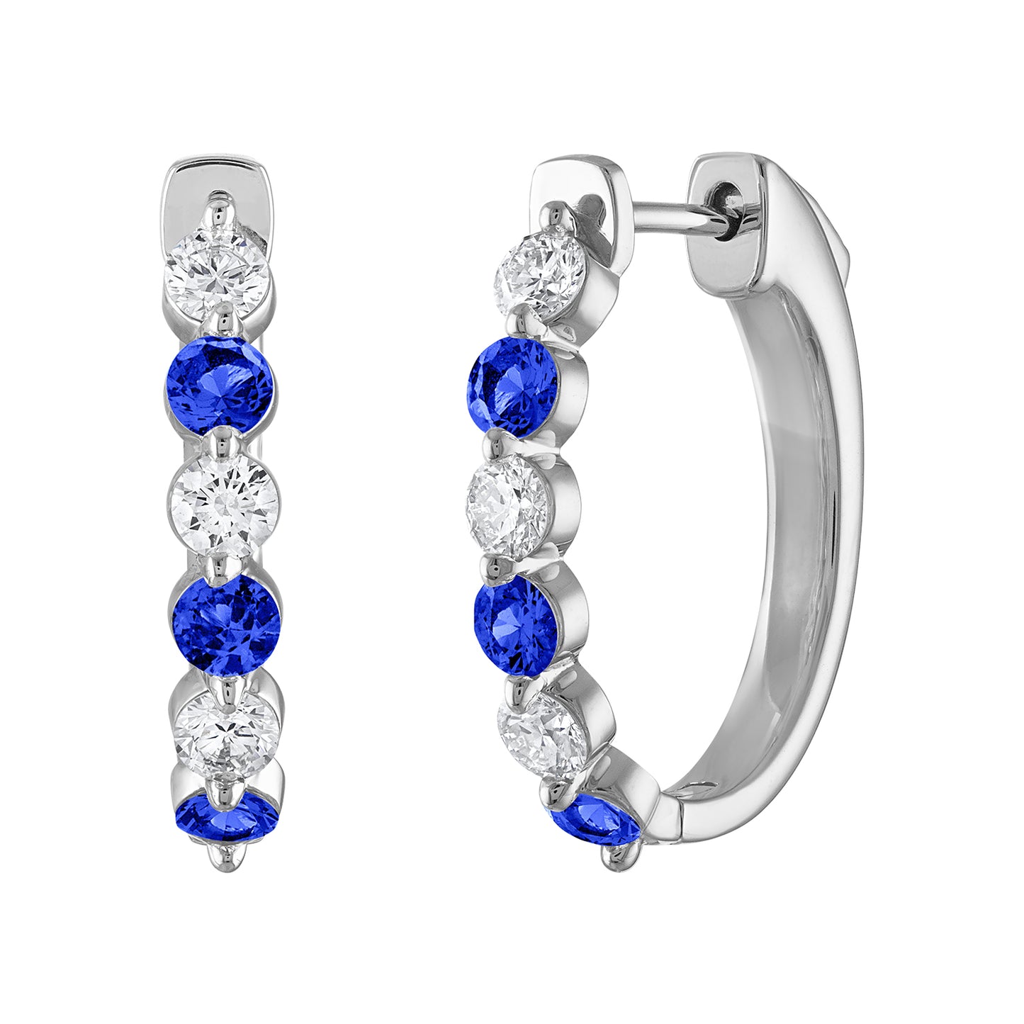 Blue Sapphire & Diamond Hoops E3094