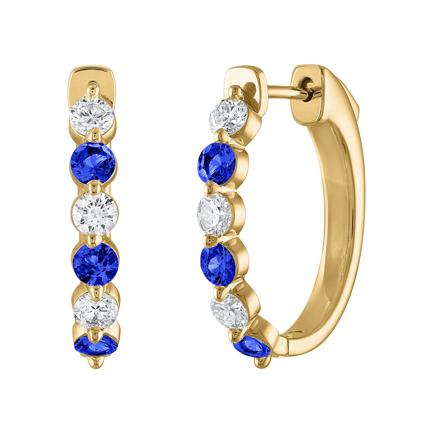 Blue Sapphire & Diamond Hoops E3094