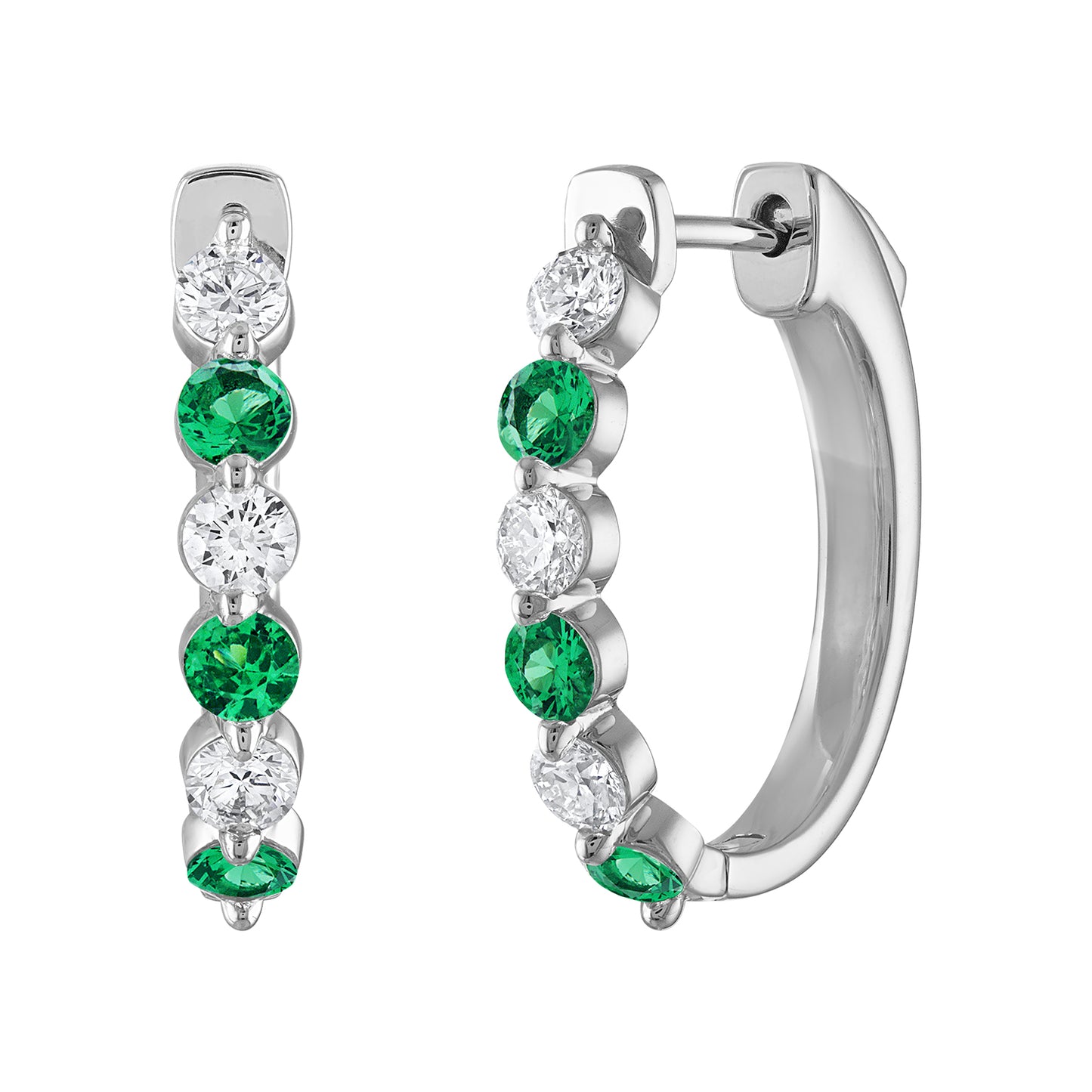 Emerald & Diamond Hoops E3096