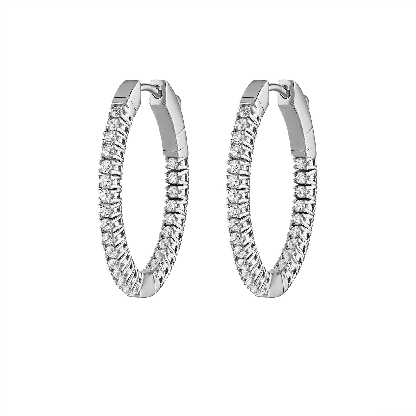 Oval In & Out Flexible Diamond Hoops E3100