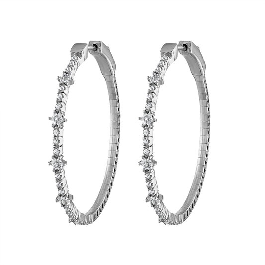 Flexible Diamond Hoops with Flower Design