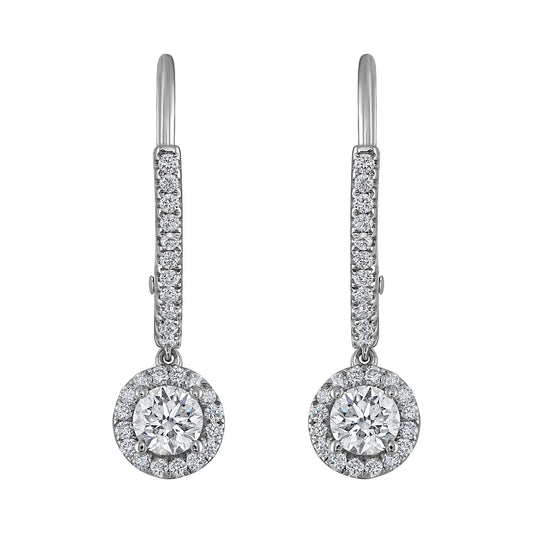 Diamond Halo Drop Earrings E3112