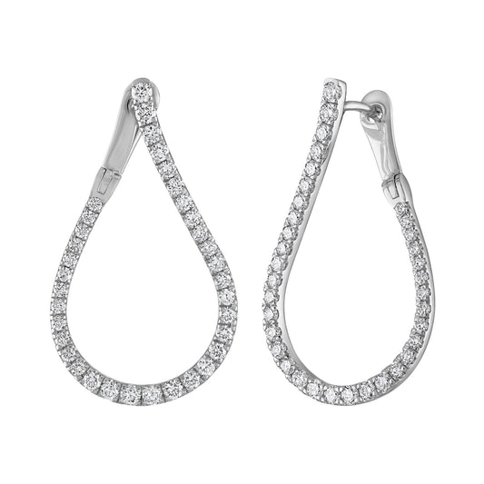 Diamond Teardrop Hoop Earrings E3124