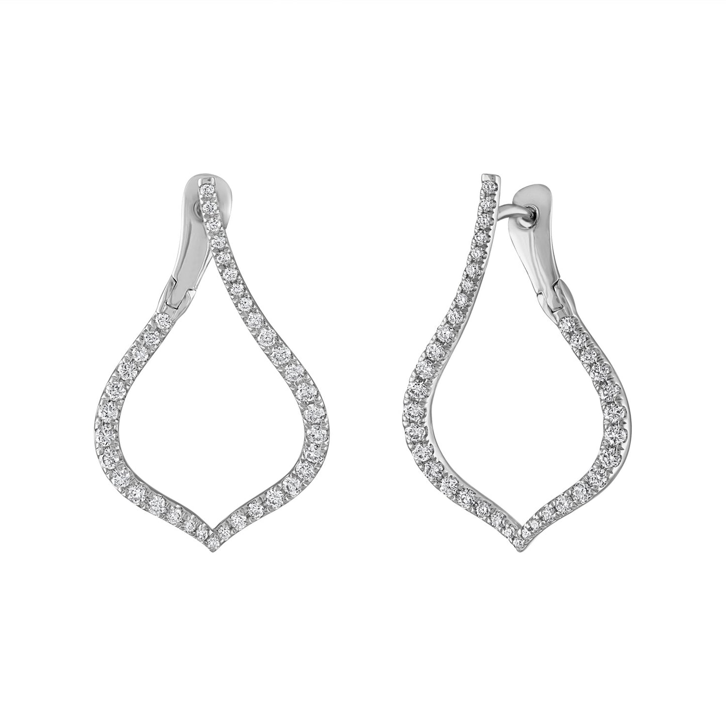 Diamond Open Leaf Hoop Earrings E3125