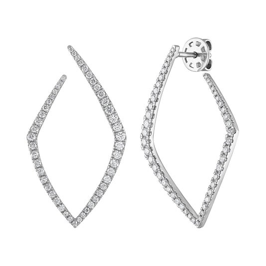 Diamond Pointed Oval Hoop Earrings E3126