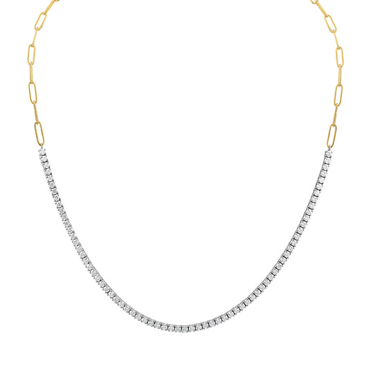 Tennis Necklace & Paper Clip Chain NR4024