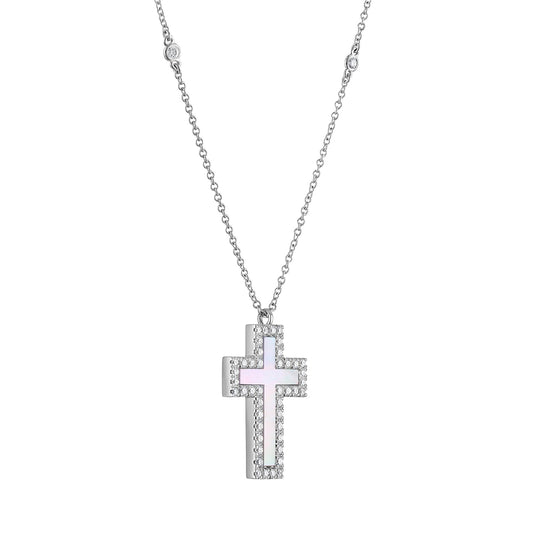 Mother of Pearl Cross Necklace NR4034