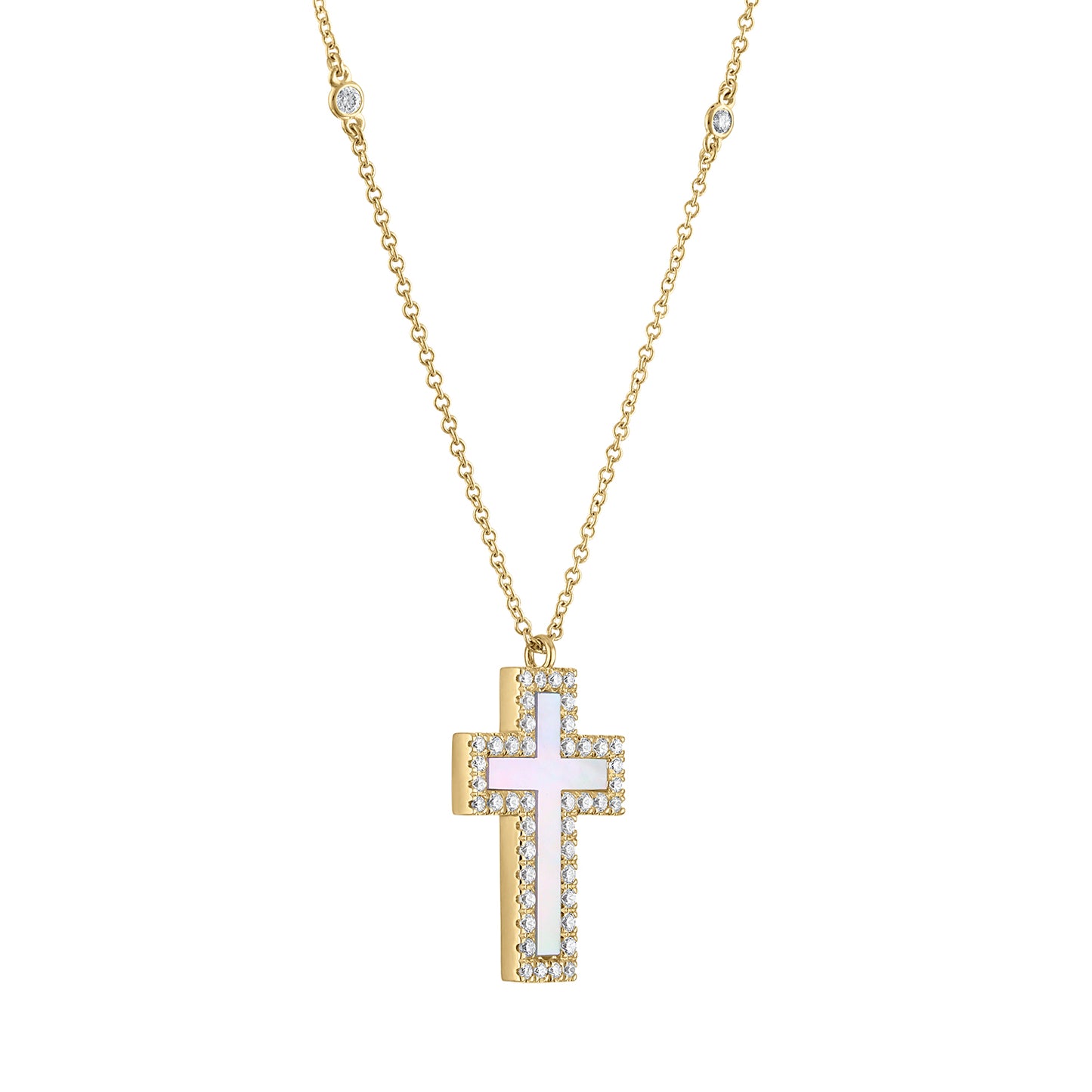 Mother of Pearl Cross Necklace NR4034