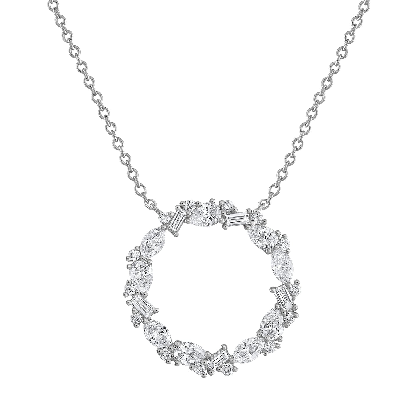 Circle Pendant with Mixed Fancy-Shape Diamonds P5118