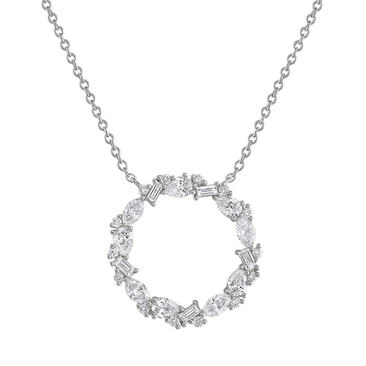 Circle Pendant with Mixed Fancy-Shape Diamonds P5118