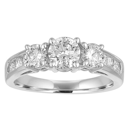 Three-Stone Channel-Set Round Diamonds Engagement Ring R6044