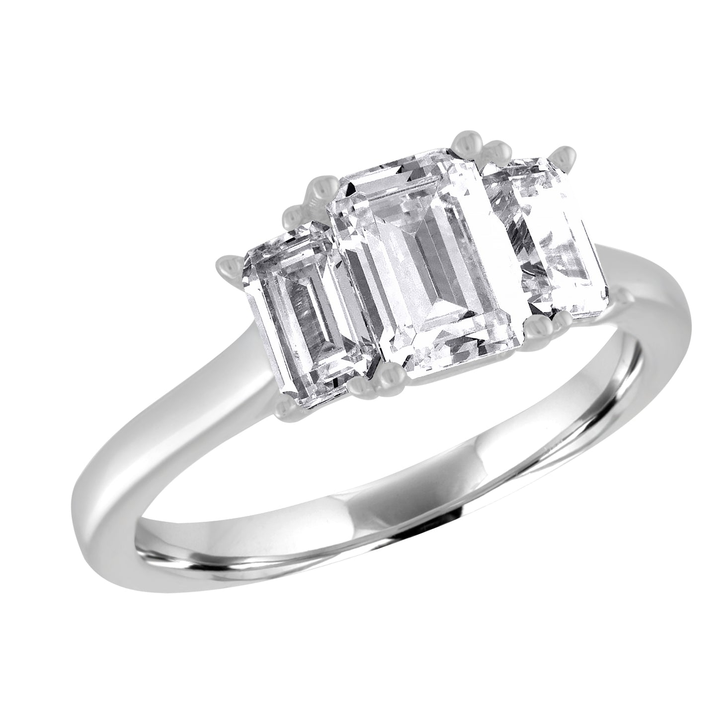 Three-Stone Emerald Cut Diamond Engagement Ring R6056