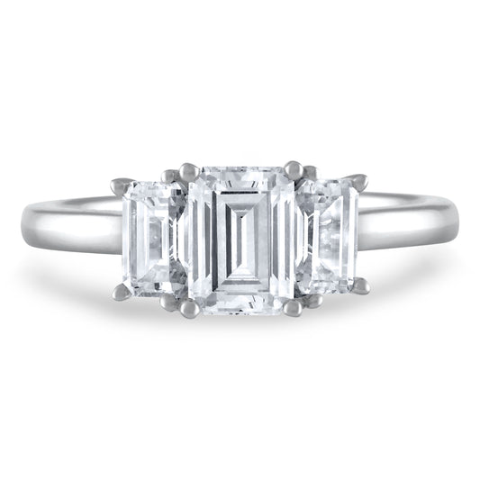 Three-Stone Emerald Cut Diamond Engagement Ring R6056