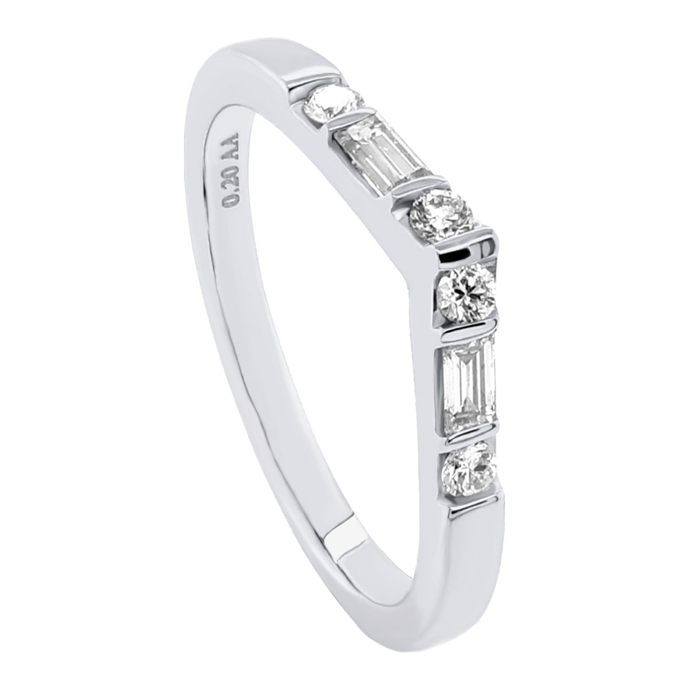 Baguette and Round Diamond Chevron Band RB8299