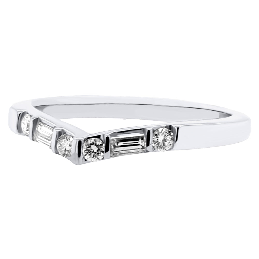 Baguette and Round Diamond Chevron Band RB8299
