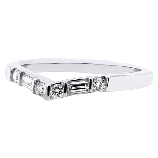 Baguette and Round Diamond Chevron Band RB8299
