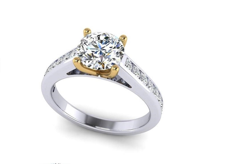 Semi-Mount Engagement Ring Cathedral  Channel Set  RS8285