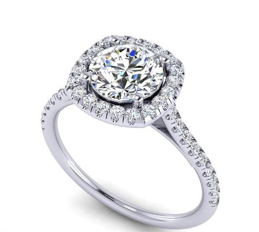 Semi-Mount Cushion Halo Engagement Ring RS8287