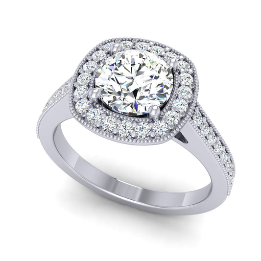 Semi-Mount Cushion Halo Engagement Ring RS8288