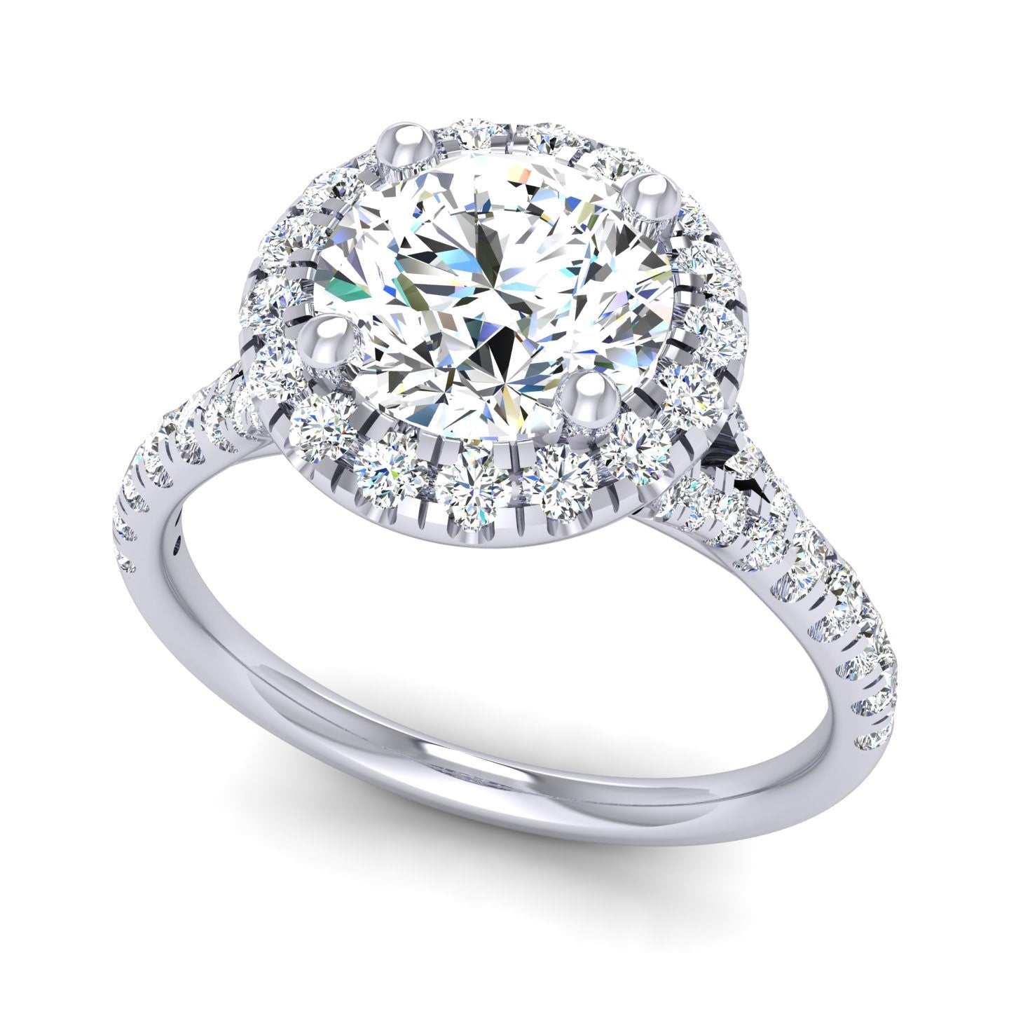 Semi-Mount Round Halo Engagement Ring Split Shank RS8294