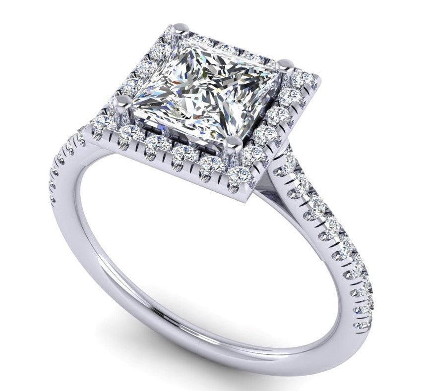 Semi-Mount Princess Halo Engagement Ring RS8295