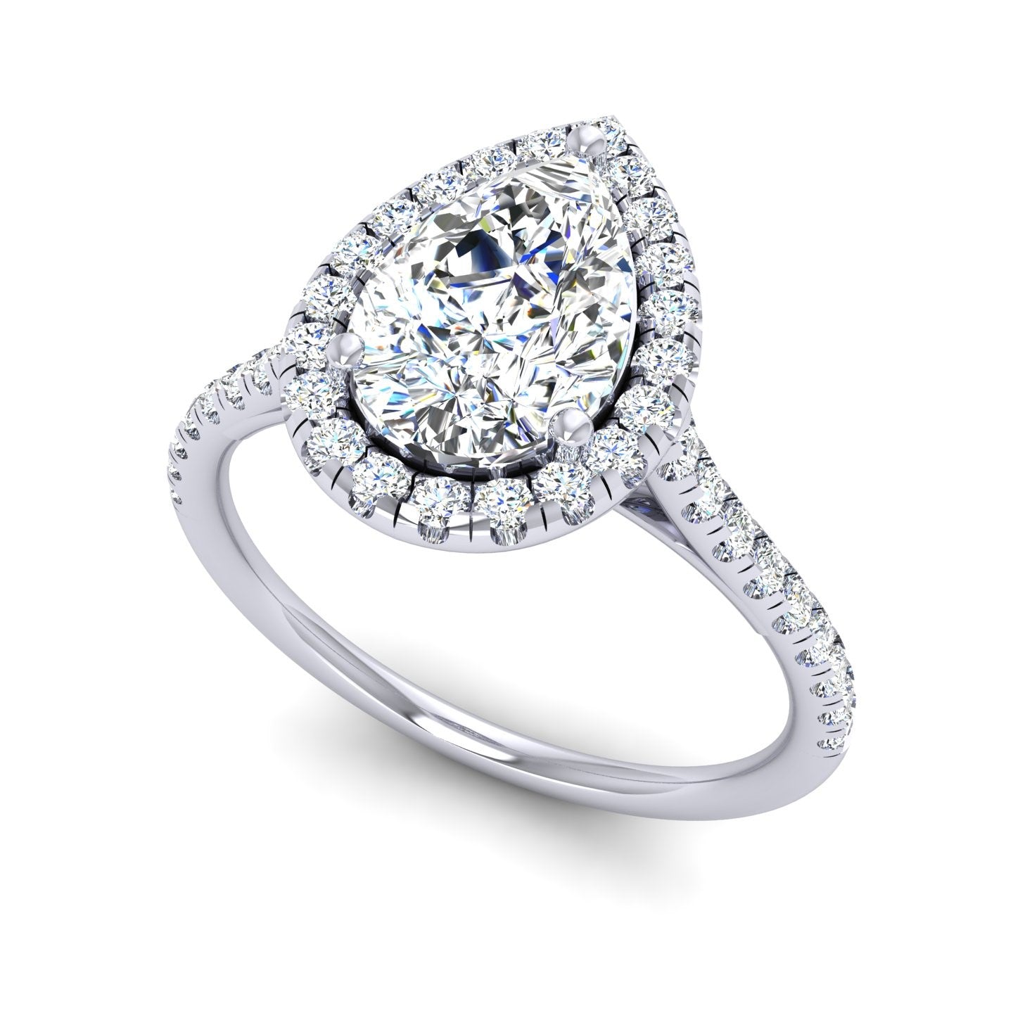 Semi-Mount Pear Halo Engagement Ring RS8299